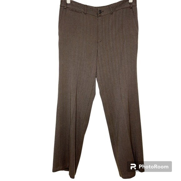 Lauren Ralph Lauren Pants Houndstooth Wool Chevron Pattern Brown Black 12 - Picture 1 of 14